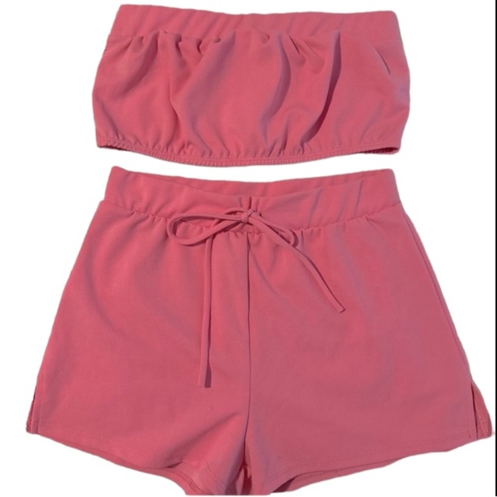 Dolls Kill Pink Bandeau and Shorts Set
